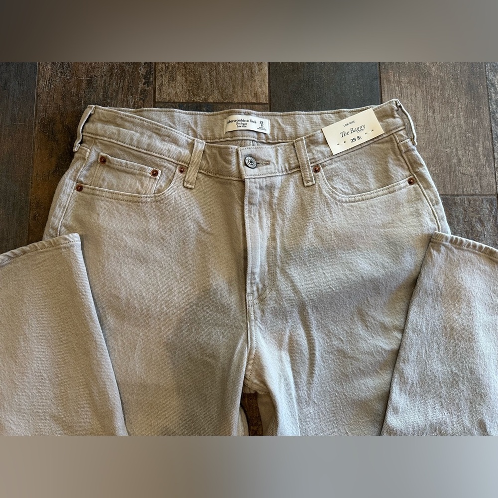 Abercrombie & Fitch Low Rise Baggy Jeans Chai NEW 29 Long